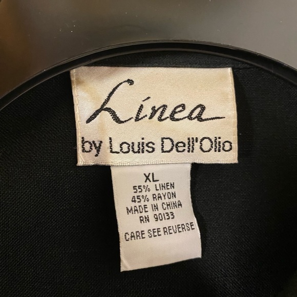 Jet black linen/rayon blazer, jacket - Linea, 1 button, 3/4 sleeves - Picture 4 of 7